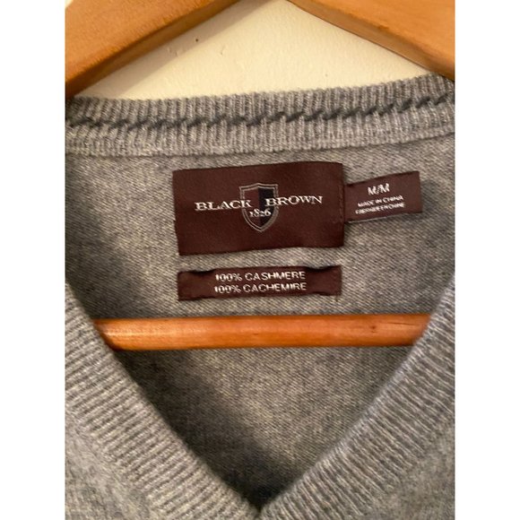 Black Brown 1826 100% Cashmere V-Neck Sweater Larg - Picture 4 of 4